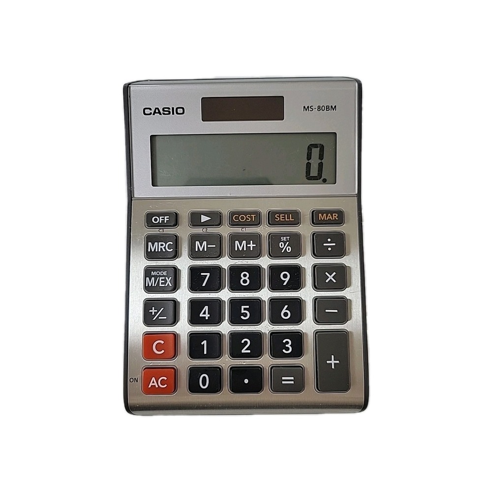 Casio MS-80BM 8 Digit Potable Desktop Calculator‎ Brushed Nickel